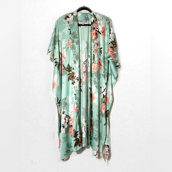 Kimono Nordstrom One Size Floral Blue Teal Aqua - Picture 1 of 5